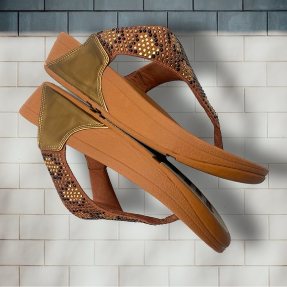 FitFlop Women's Lulu Crystal Leopard Toe-Post Sandals Size 7 - Picture 10 of 14